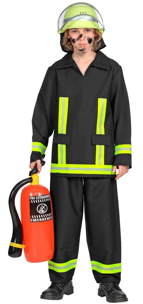 Widmann Fireman Nicolas Costume for Boys - Black Yellow - Size 116