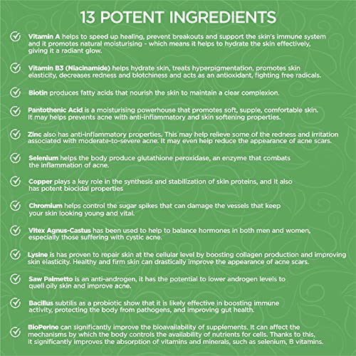 Herbame Acne Pills Supplement, Clear Skin Vitamins For Oily Skin, Breakouts And Zits, Detox Cleanse, Hormonal Blemishes, Anti Spots, Face And Cystic Acne Treatment For Teens And Adults, 90 Capsules #TOP3