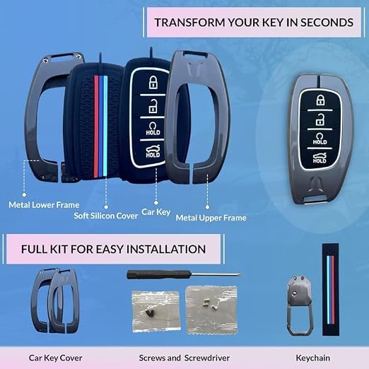 Image of NEODRIFT 'KeyShield' Car Key Cover for Hyundai i20 Active (Shape 1, 04 Buttons) (Durable, Stylish and 360 Protection)