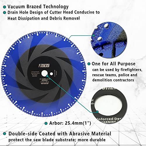 Fachlich 14" Metal Cutting Blade 350Mm Diamond Cut Off Wheel All Purpose Heavy Duty For Stainless Steel Rebar Metal Reinforced Concrete #TOP3