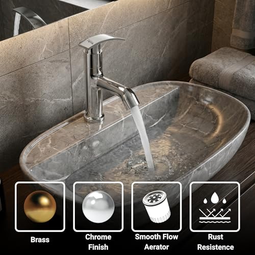 Image of GLOXY Premium Deck Mount Pillar Tap for Bathroom with Chrome Finished Delight Lever - Single Lever Wash Basin Tap for Bathroom, Gardens & Kitchen Sinks - 10 Years Warranty