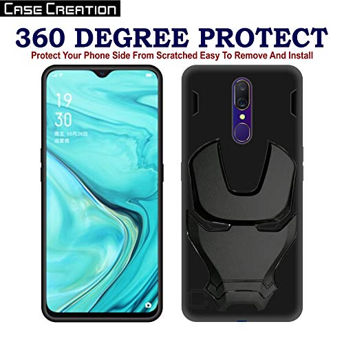 Image of COVERLY Official 3D Touch Feel Trending Avengers Logo Mask Soft Rugged Grip Silicone Iron Man Super Power Cartoon Movie Engraved Silicone Matte Back Cover for Oppo A9x -HD Black Avenger