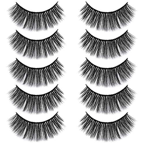 5 Pairs False Eyelashes Cat Eye 6D Faux Mink Lashes Fluffy Wispy Natural Fake Lashes (G805)