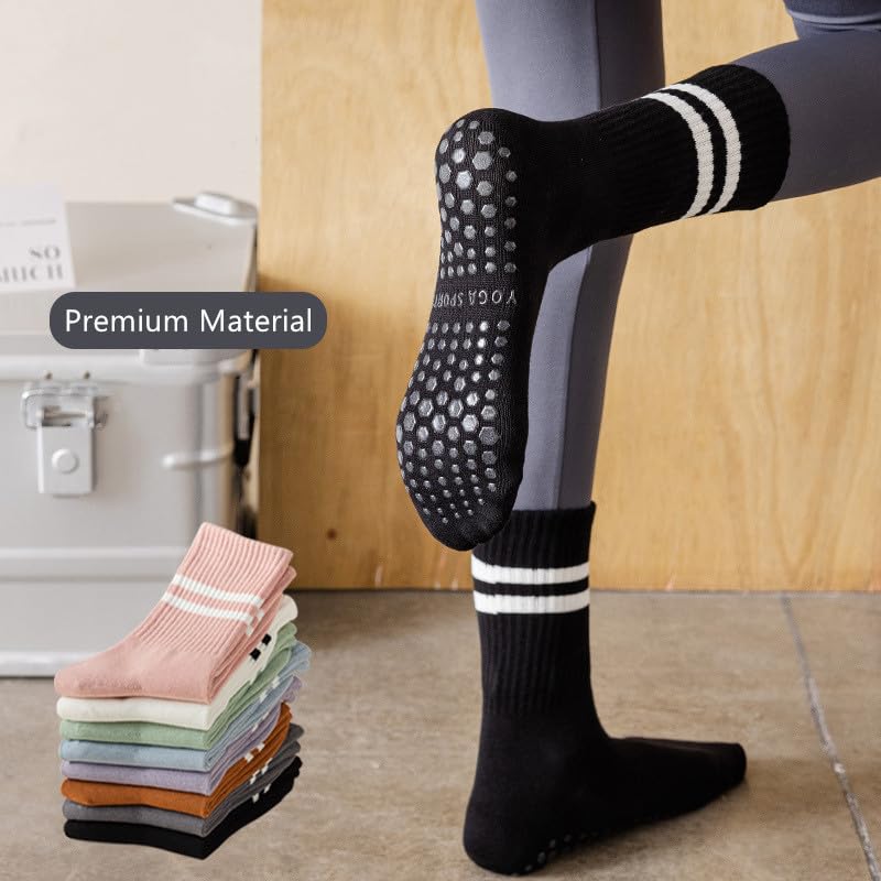 Image of QFM Grip Pilates Socks for Women Non Slip Yoga Socks Open Top Athletic Socks for Barre Ballet Barefoot Workout Hospital