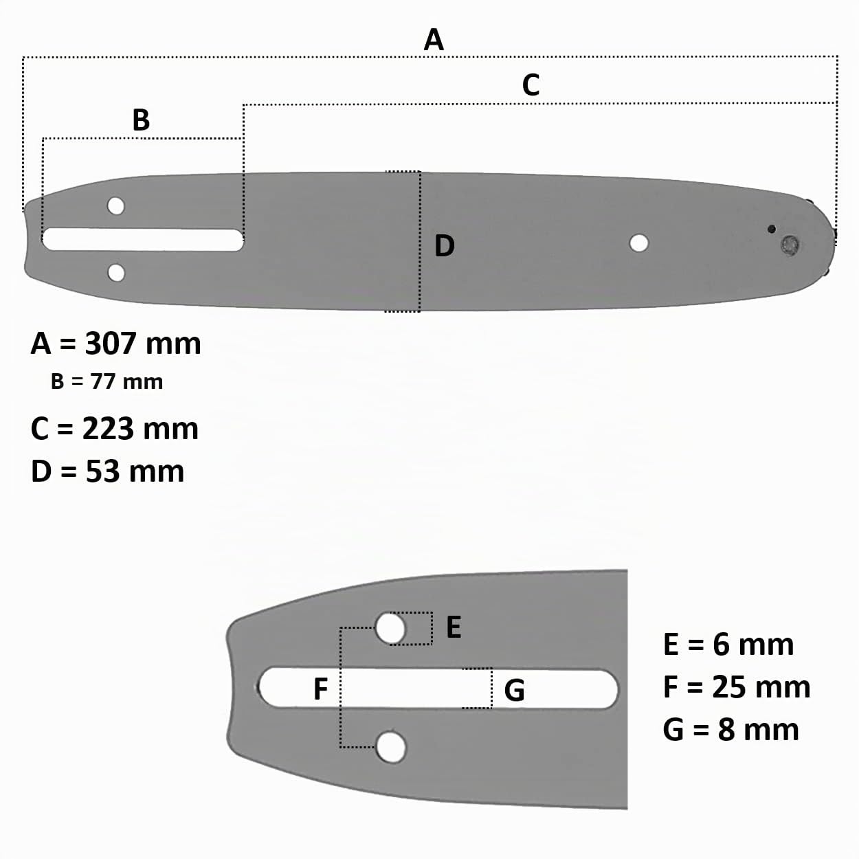 GT Garden Guide 10 Pouces (26 cm) avec Lot de 3 chaînes 40 maillons pour tronçonneuse élagueuse 25 cm3