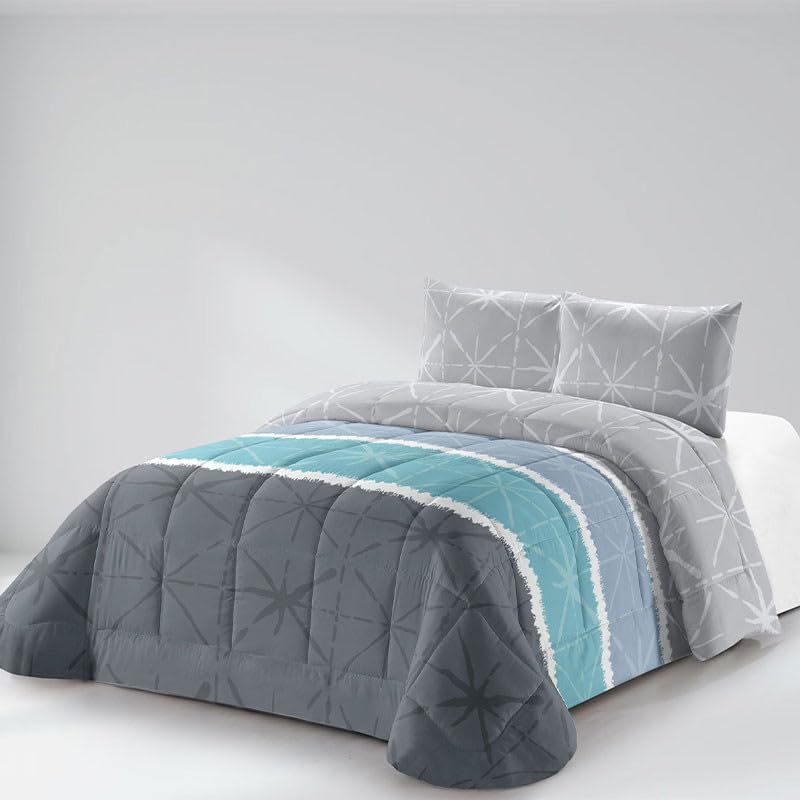 Rufino Díaz Edredón Invierno Eric Estampado 350g + Funda Cojín - Gris, 135 cm