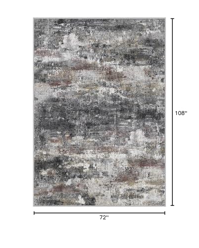 Area Rugs 6x9 for Living Room Bedroom, Modern Abstract Machine Washable Soft Dark Gray Rug, Floor Carpet with Non Slip Backing for Dining Room