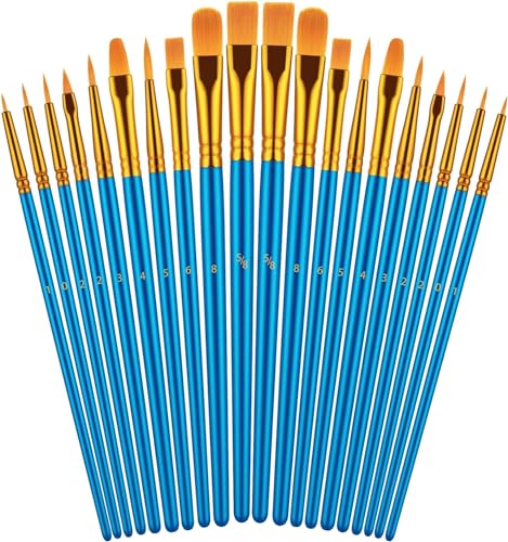 YXQSED Set de 20 Piezas de Pinceles para Pintura de Acuarela y Óleo de Acrílico,Cepillo de Acuarela Agua Plumas de Arte Cepillo de Pintura Dibujo, Diseño y Manualidades (Conjunto Azul)