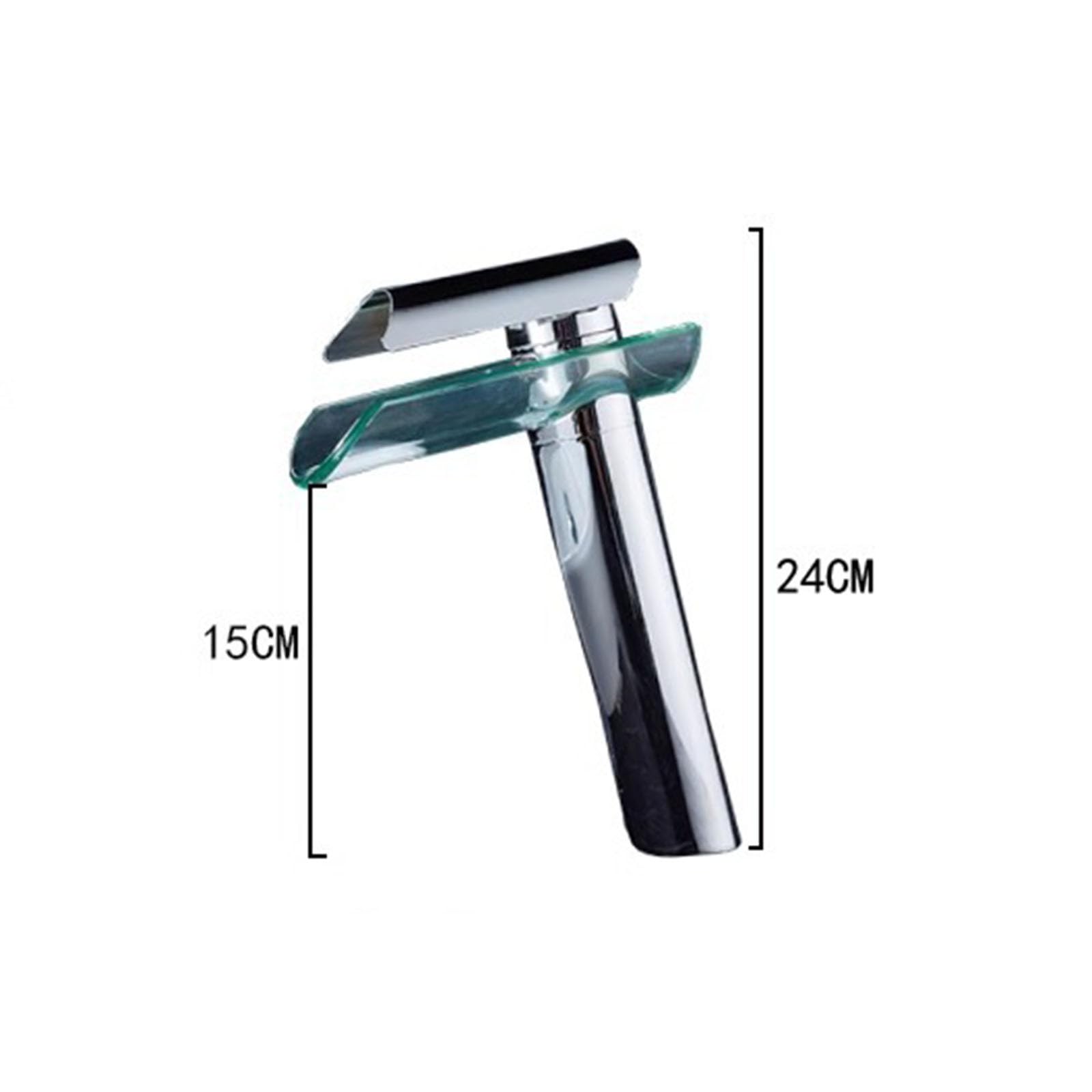 Rubinetto Bagno a Cascata in Vetro Rubinetto Alto per Lavabo Bagno Monoforo Miscelatore Lavabo Vetro Design,cromato,alto