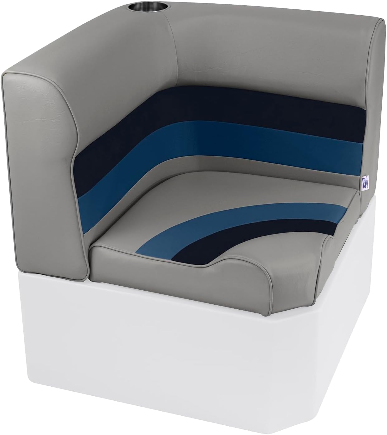 Deluxe Corner Pontoon Seat Light Gray/Navy/Blue