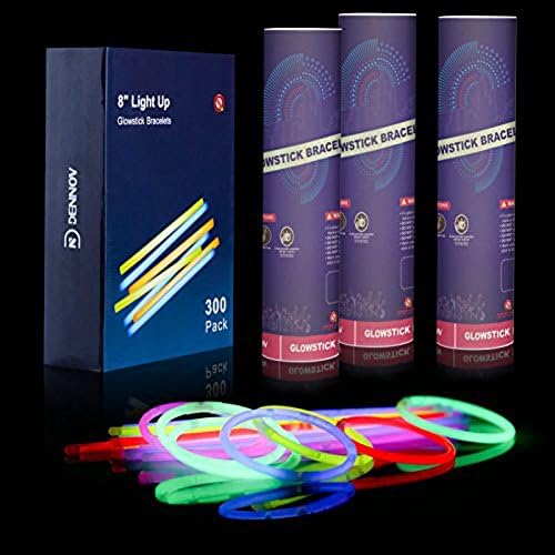 Dennov 8โ 300 Glow Sticks Lights Bracelets Necklaces & Connectors, Party Favors Supplies- Clearance