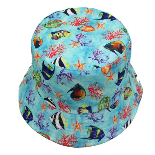 Image of Quanhaigou Bucket Hat for Men Women,Packable Reversible Printed Sun Hats,Fisherman Outdoor Summer Travel Hiking Beach Caps