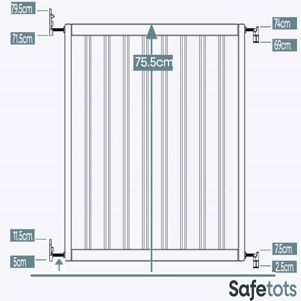 Safetots Cancelletto per Scale Robusto in Legno con Montaggio a Vite, Bianco, 63,5cm - 105,5cm, Cancelletto per Bambini in Legno, Barriera di Sicurezza con Montaggio a Vite, Installazione Facile