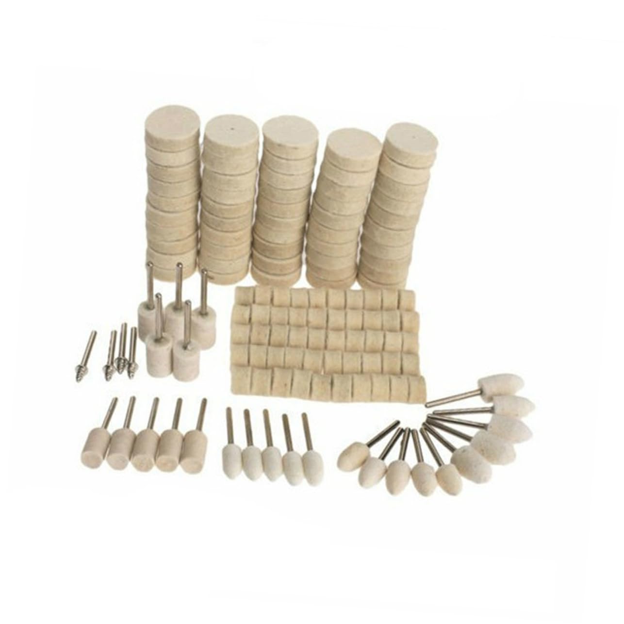 Unomor Polishing Wheel Tool Wool Polishing Wheel Set 129 Pcs Wool Buffing Pad for Metal Jewelry Wood