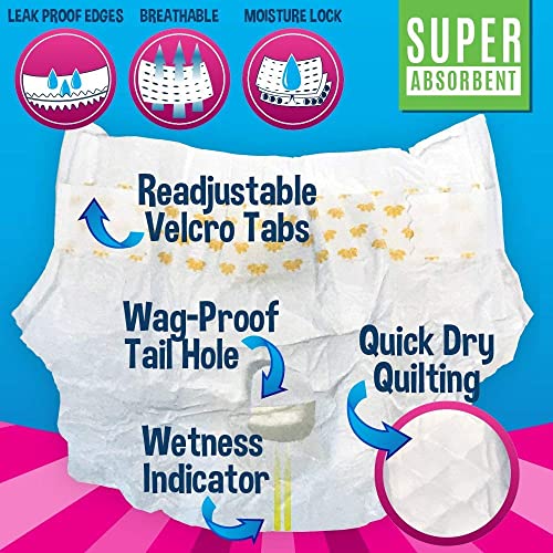 Disposable Dog Female Diapers | 20 Premium Quality Adjustable Pet Wraps With Moisture Control & Wetness Indicator | 20 Count Extra-Large Size #TOP3