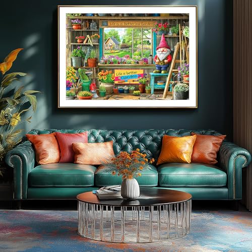Garden Shed Scene 500 Piece Puzzle for Adults Gardening Tools Whimsical Garden Gnome Vibrant Flowers Decor Jigsaw Puzzle Fun Family Puzzles Gift for Adults Seniors（ 23"x15"） - image 4