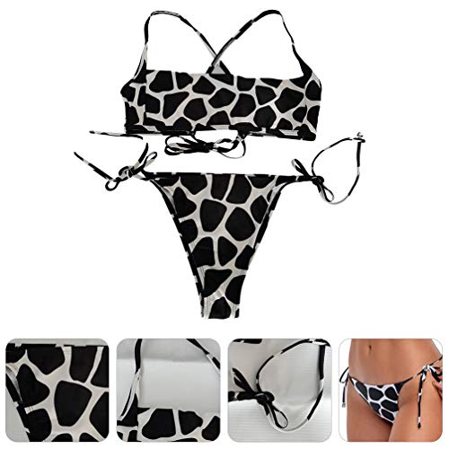 SOIMISS Mulheres Cinta Biquíni Top Maiô Fio Dental Maiô Fissão Swimwear (Preto- M)