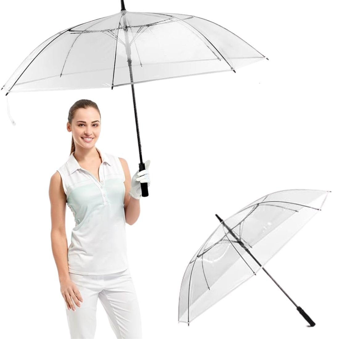 FLETIXStylish-Premium-Clear-Golf-Umbrella-Transparent-Auto-Open-Large-Stick-Windproof-Waterproof-Wedding-Style-Rain-Umbrellas-For-Travel-Outdoor-Events-Photoshoot