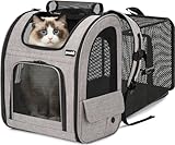 ペキュート Pecute ペット 猫 キャリーバッグ 猫用 犬用 リュック メッシュ窓 通気性 拡張可能 2WAY 猫 キャリー リュック 折り畳み お出かけ ドライブ 旅行 通院 防災 避難用 キャリー カーキ XL