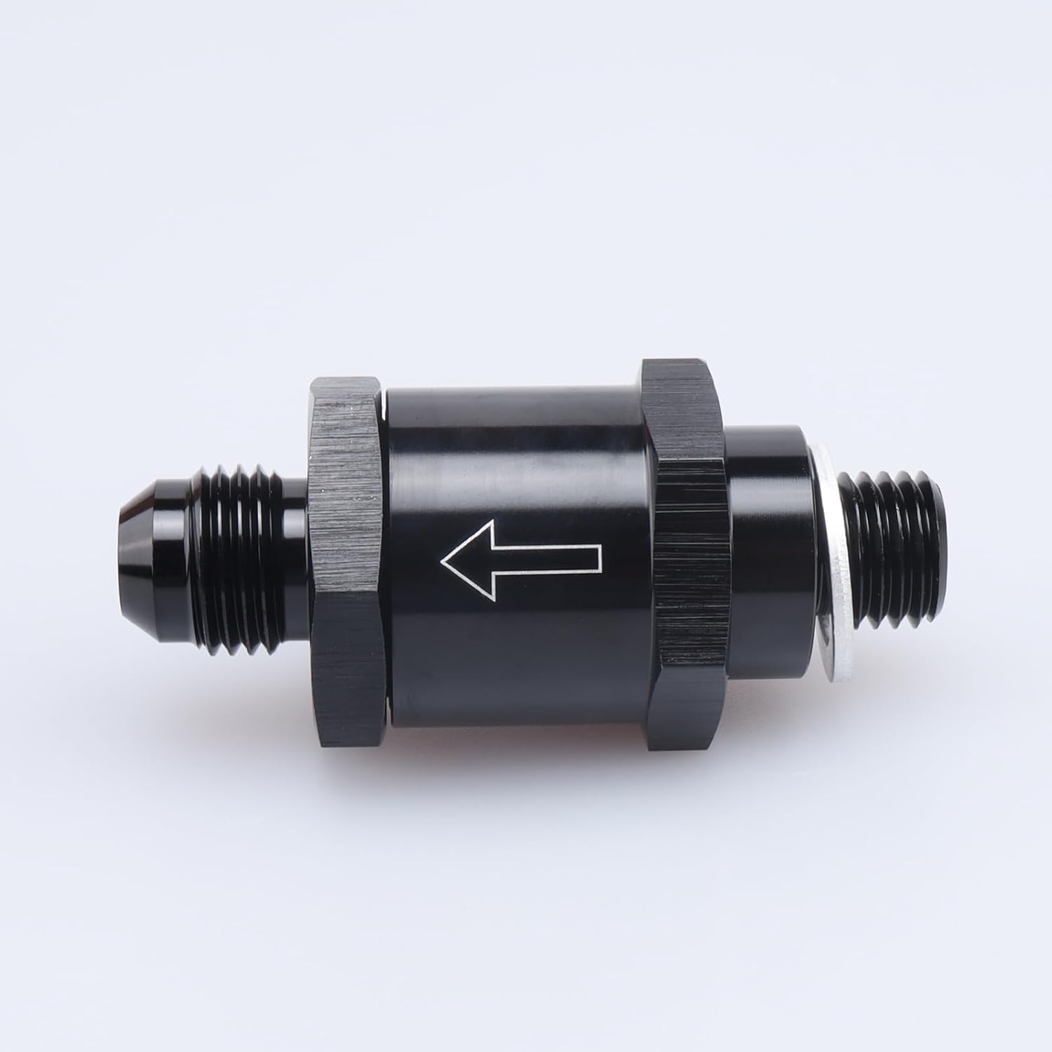 AC PERFORMANCE M12 x 1.5 to -8 AN Male Non Return One Way EFI Inline Check Valve Fitting Aluminum Black, Designed for Bosch 044 Fuel Pump