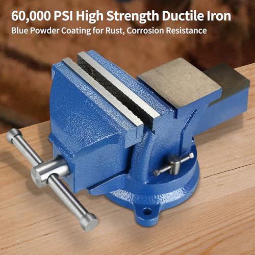 HYCHIKA Bench Vice 6 Inch 150 mm, 360° Swivel Table Vice Clamp, Heavy Duty Vices for Workbench Workshop, Vise for Woodworking Drilling Metalworking 4 HYCHIKA Bench Vice 6 Inch 150 mm, 360° Swivel Table Vice Clamp, Heavy Duty Vices for Workbench Workshop, Vise for Woodworking Drilling Metalworking - Image 4