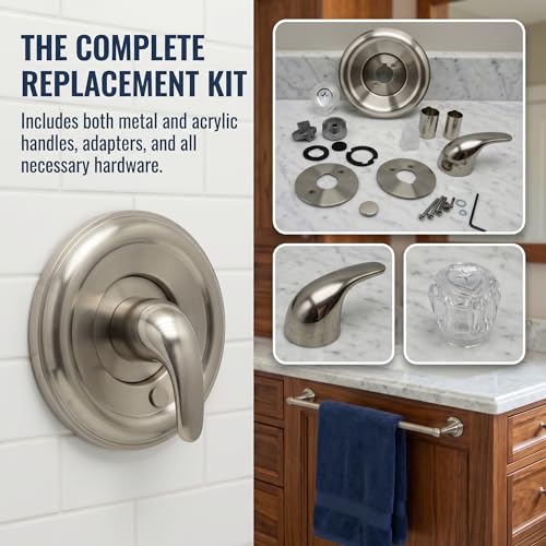 Kit Universal de Recorte para Ducha para Válvulas de Manija Simple Moen | Níquel Cepillado, compatible con la Serie Moentrol, reemplaza kits de recorte Moen 28951, 28961, 89273, 89275 y Danco 10002 miniatura 5