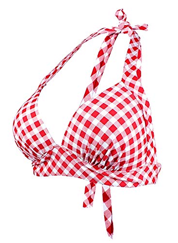 image for Balasami Women's Vintage 50s Halter Neck Tie Knot Back Soft Molded Pad