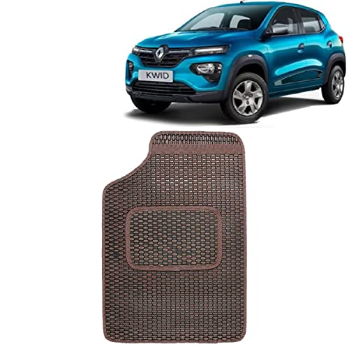 Image of Kingsway Dotted Design Car Floor Foot Mats Universal Fit for Renault Kwid, Model Year : 2019 Onwards, Water and Dustproof, Color Brown, Set of 5 Pieces