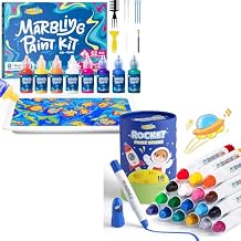 JUPITEARTH 52Pcs Water Marbling Paint Kit+18 Colors Washable Rocket Tempera Paint Sticks for Kids