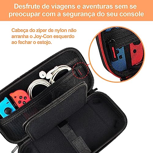 case nintendo switch Estojo de transporte protetor para Nintendo Switch/Switch OLED - Armazena conso