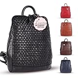 VILENCA HOLLAND 12.5 Inch Genuine Leather Backpack for Women and Men, Black Leather Backpack with Adjustable Shoulder Strap
