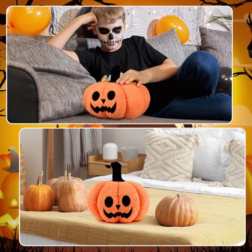 Justforjoyful JJ0292 Halloween Pumpkin Pillows, Ghost Pumpkin Throw Pillows, Halloween Decorative 3D Pumpkin Shaped Teddy Fleece Jack-O-Lantern Pumpkin Pillow thumb #5