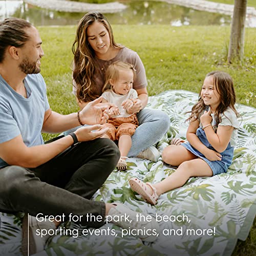 Image of Little Unicorn 5'x5' Outdoor Family Picnic & Beach Blanket | Durable & Water-Resistant Fabric | Compact Fold & Easily Wipes Clean | Zipper Pocket (Tropical Leaf)