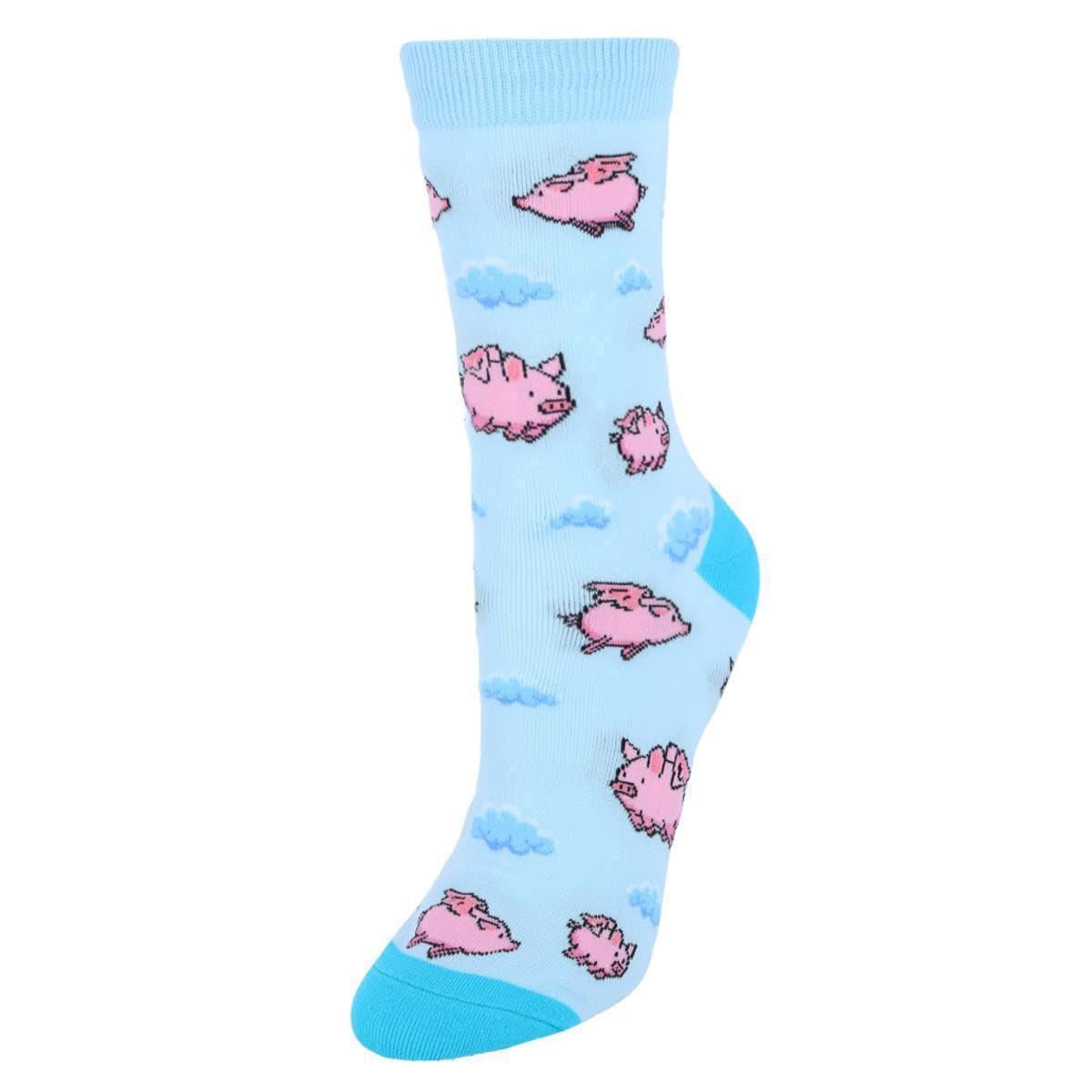CTM Women's Fun and Cute Novelty Animal Socks (1 Pair), Flying Pigs