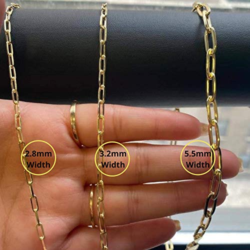 Gold Paperclip Chain Necklace For Women - Gold Paperclip Necklace For Women - Paper Clip Chain Necklace - Paper Clip Necklaces - Gold Link Chain Necklace For Women (Gold Plated 16 Inch 3.2Mm) #TOP4