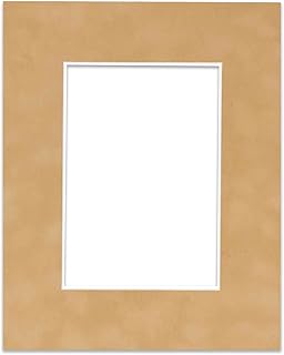 5x7 Mat Bevel Cut for 4x6 Photos - Acid Free Beige Suede Precut Matboard with Backing Board and Crystal Clear, Self Seal Photo Mat Bag - for Pictures, Photos, Framing - 4-ply Thickness
