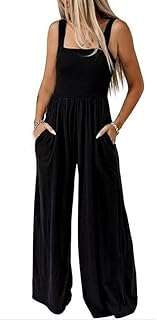 BRONG Dungarees for Women Summer Strappy Jumpsuit Women with Pocket Loose Fit Casual Dungarees Jumpsuit Long Trousers Romper