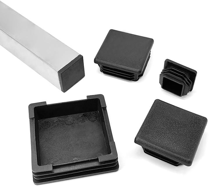 Square Tubing End Caps Stopper,150 x 150mm/6" x 6" Black Plastic Pipe Hole Inserts Plugs for Furniture Table Chair Legs Cover Floor Protector,8PCS