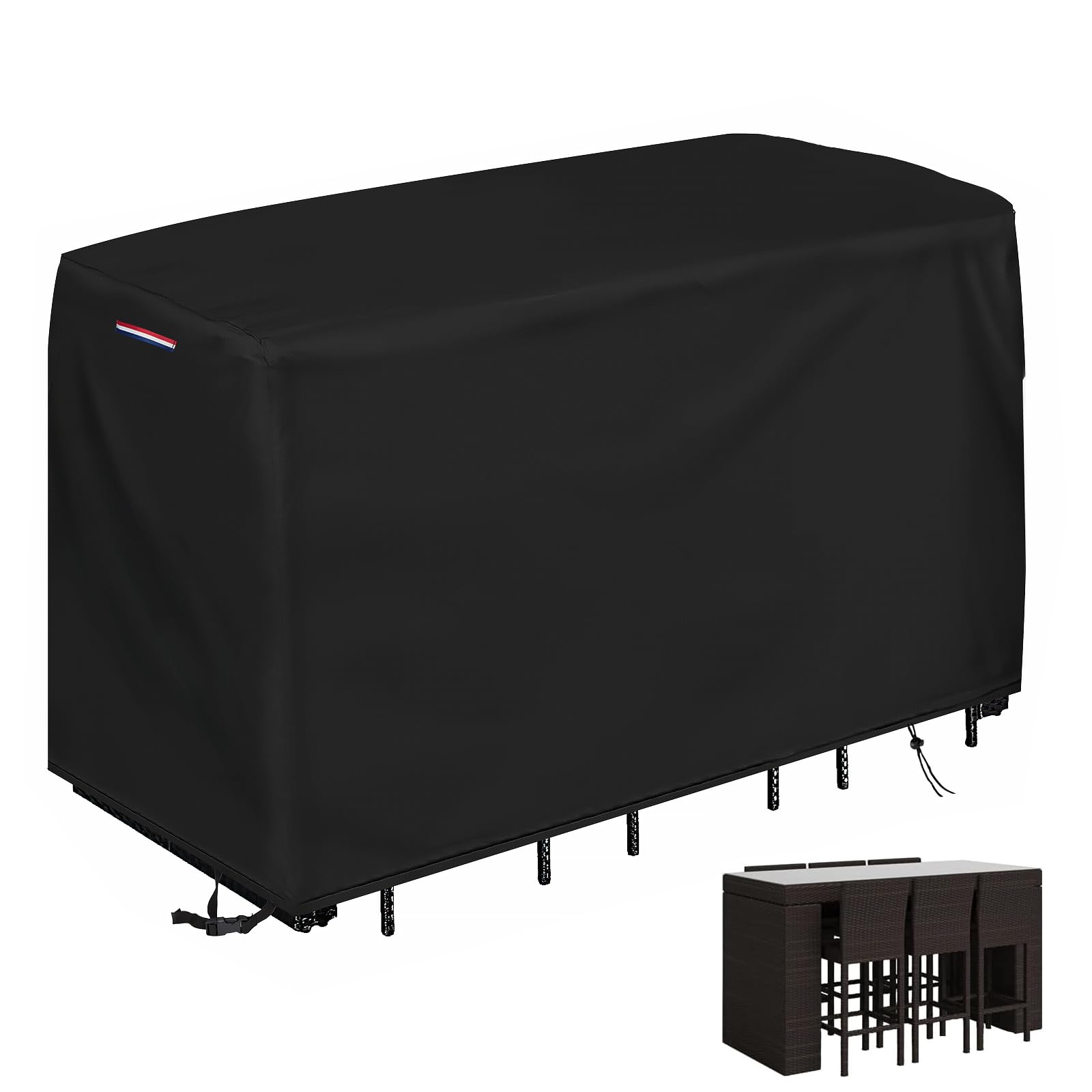 Loenel Outdoor Bar Height Dining Set Cover, Heavy Duty Waterproof Patio Bar Height Table and Chair Cover for Rectangular 76"L Tall High Furniture Set - 76"L x 34"W x 42"H — image 1