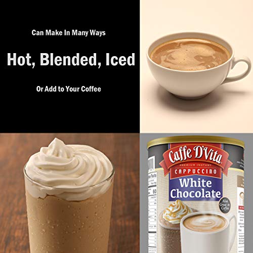Caffe D’vita White Chocolate Cappuccino Mix - White Chocolate Powder, Gluten Free, No Cholesterol, No Hydrogenated Oils, No Trans Fat, 99% Caffeine Free, Instant Cappuccino Mix - 3 Lb Can #TOP1