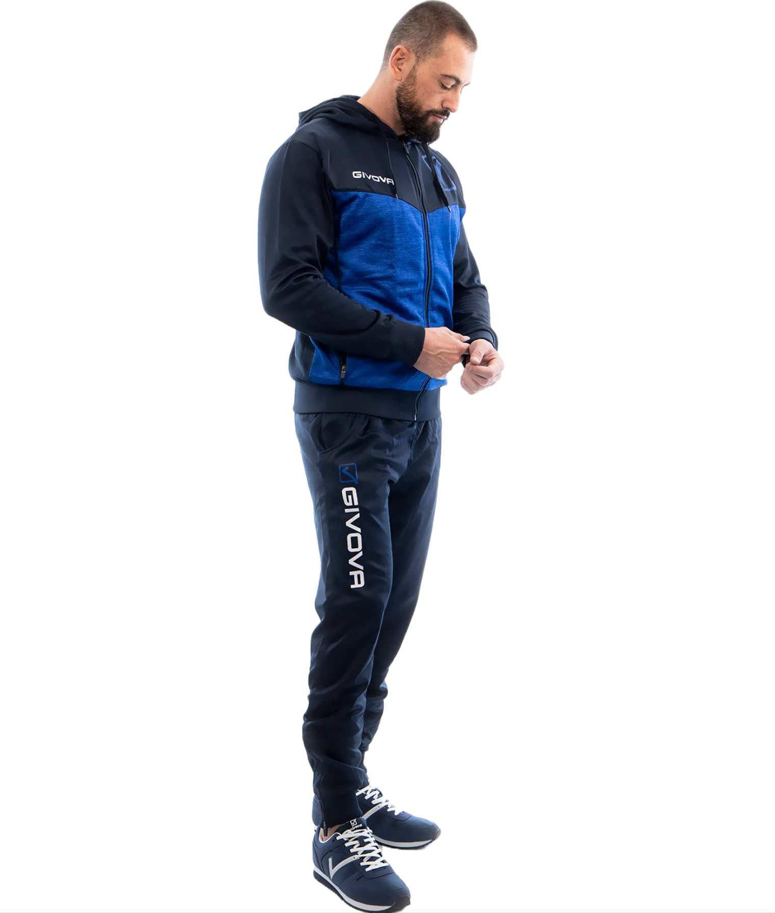 GIVOVA TUTA VISA MELANGE CON CAPPUCCIO POLARFLEECE BLU/AZZURRO MELANGE Tg. 3XS