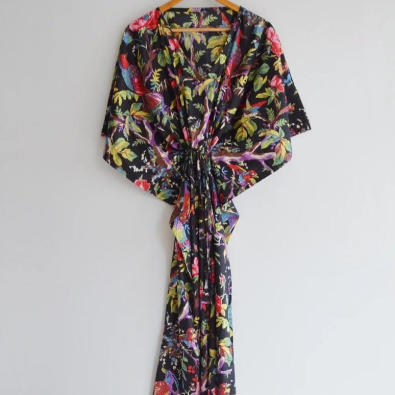 Flamingo Floral Print Kaftan,Long and Short Caftan,Dress for to be Moms,Beach Cover up,Sleepwear Kaftan Maxi, Bikini Cover Up4