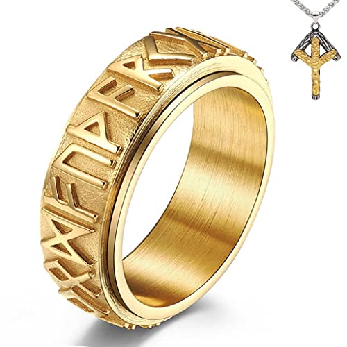 Bague et collier Viking homme amulette Odin Fenrir bijou païen avec sac cadeau