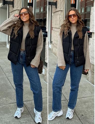 Fiona Jolin Puffer Vest Women Lightweight Winter Zip Up Stand Collar Sleeveless Puffy Jackets Padded Coats4