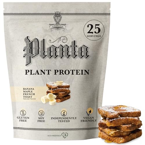Ambrosia Planta - Plant-Based Protein Powder 20g | Dairy Free Vegan Protein Powder with BCAA Amino Acids | Keto-Friendly, No Added Sugar | 25 Servings | Banana Maple