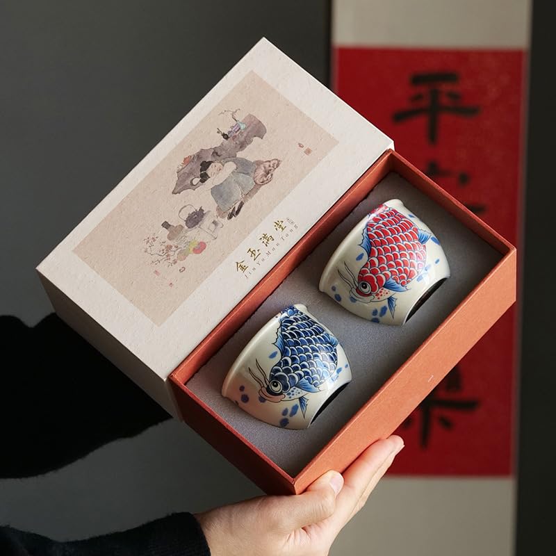 Filiżanka do herbaty Kungfu, 100-125ml Ceramiczna chińska filiżanka do herbaty Ceramiczna japońska filiżanka do herbaty(120ml 7.5 * 5.5cm 2pcs 1#cup-gift Box)
