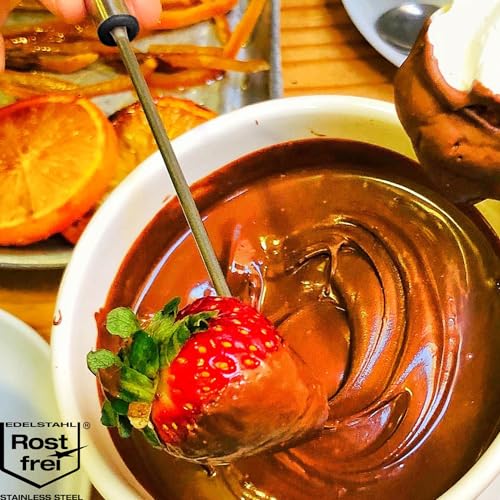 Miniatura 2 de Com-Four 12x Tenedores Para Fondue De Acero Inoxidable 18 Cm Para Fondue De Queso Chocolate Cubiertos Aptos Para Lavavajillas Con Mango De Acero Punta De Color 12 Piezas - Colorido