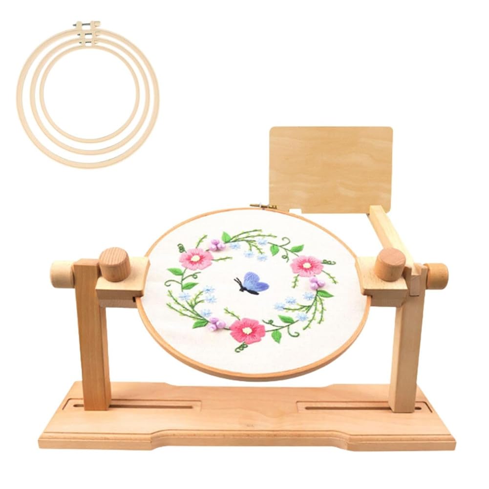 Supporto per Telaio da Ricamo Regolabile, Supporto per Ricamo Girevole Crossstitch Supplies con 3 Telai da Ricamo