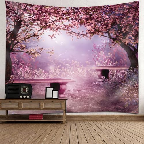 Tenture murale fantastique fleurs et arbres 300x256 pour chambre enfant magique