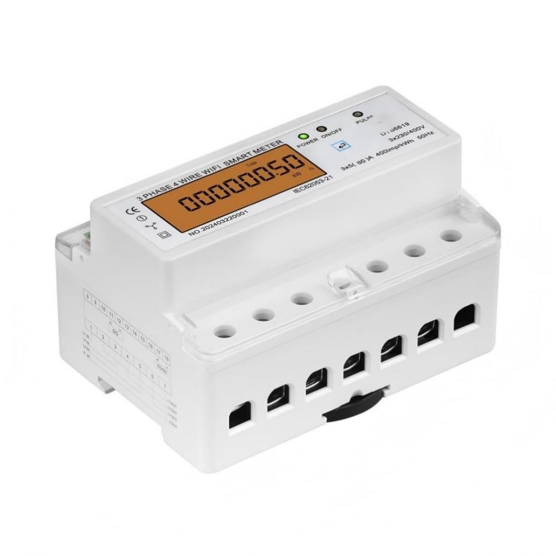 3 Fase 4 fili WiFi intelligente contatore di energia Tuya APP Monitor，100A | Tensione Corrente Fattore di potenza Frequenza DIN Rail kWh Meter